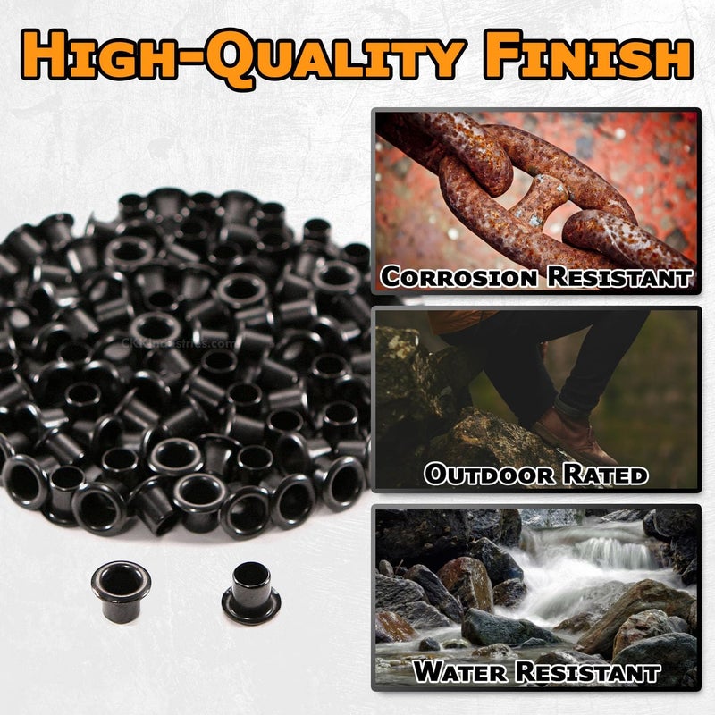 HolsterSmith Kydex & Leather Holster Eyelets - (#8-8 Length) - (1/4 Inch Diameter) - (Black Coated) - (100 Pack) - (USA Made) - for DIY Holster Making, Canvas & Apparel Binding - Image 4